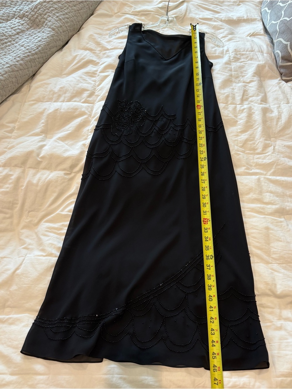 LOFT Black Beaded Maxi Slip Dress